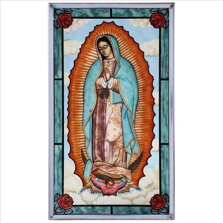 DESIGN TOSCANO The Virgin of Guadalupe Religious Art Glass Panel GM1015